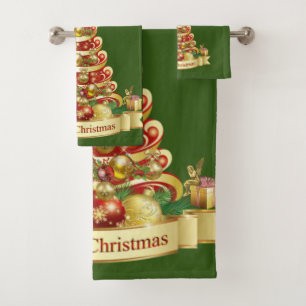 Christmas Bath Towel Sets, Merry Christmas