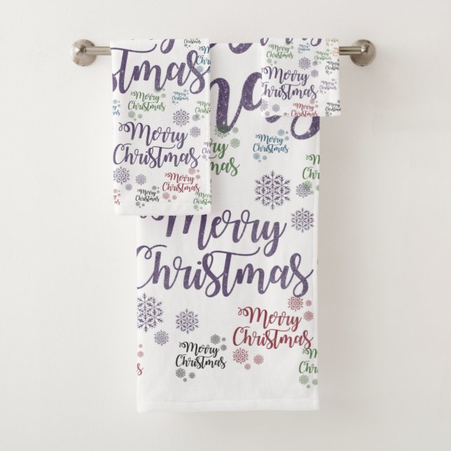 Christmas Bath Towel Sets, Merry Christmas (Insitu)