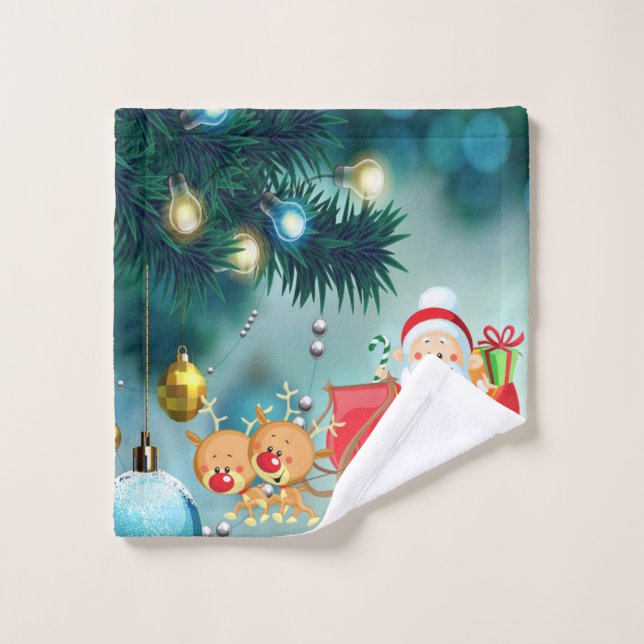 Christmas Bath Towel Sets, Santa (Wash Cloth)