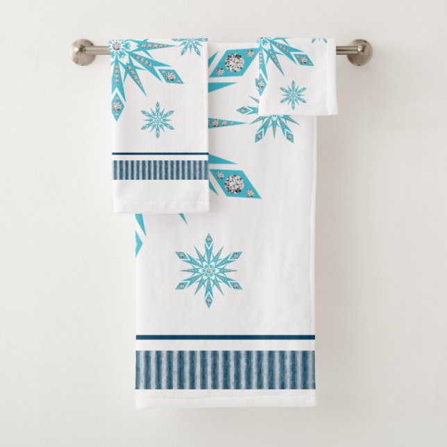 Christmas Bath Towel Sets, Snowflake (Insitu)