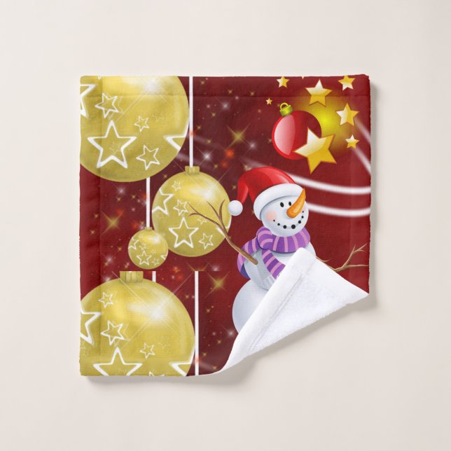 Christmas Bath Towel Sets, Snowman (Wash Cloth)