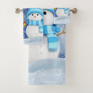 Christmas Bath Towel Sets, Snowman