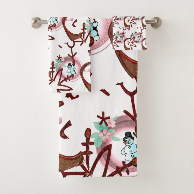 Christmas Bath Towel Sets, Snowman (Insitu)