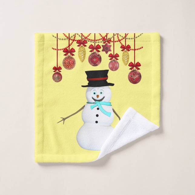 Christmas Bath Towel Sets, Snowman (Wash Cloth)