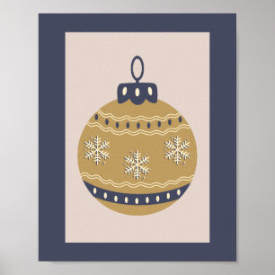 Christmas Bauble Gold And Blue Poster