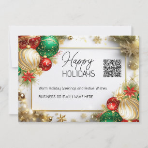 Christmas bauble luxurious white gold QR business  Holiday Card