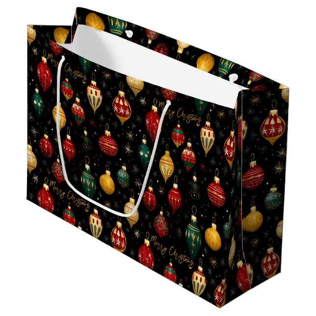 Christmas Bauble Ornament Bright Large Gift Bag (Front Angled)