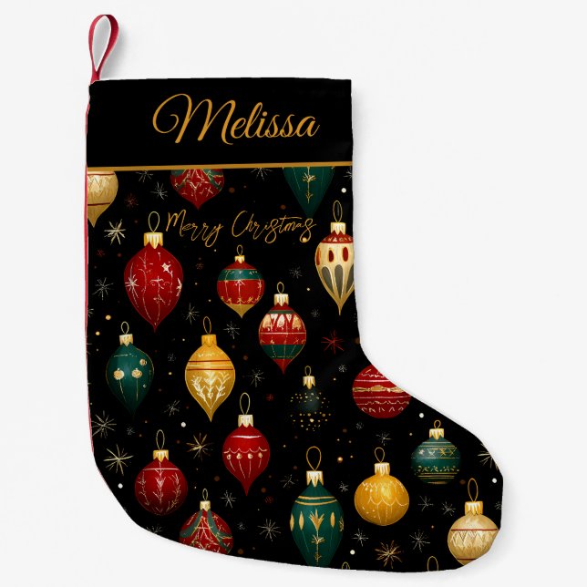 Christmas Bauble Ornament Bright Small Christmas Stocking (Front)