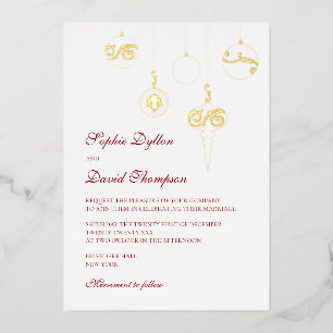 Christmas Bauble Ornaments Winter Red Wedding Gold