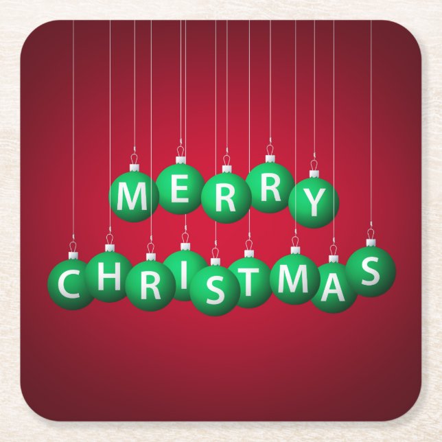 Christmas bauble square paper coaster (Front)