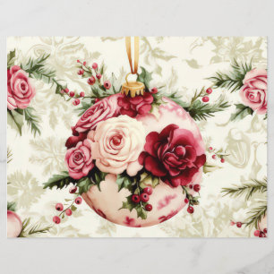 Christmas Baubles and Flowers Scrapbook Paper