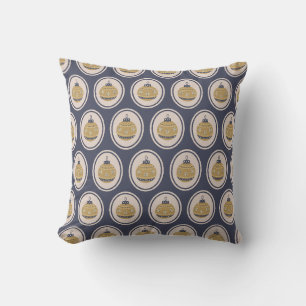Christmas Baubles Blue And Gold Throw Pillow