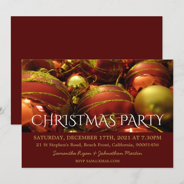 Christmas Baubles Christmas Invitation (Front/Back)