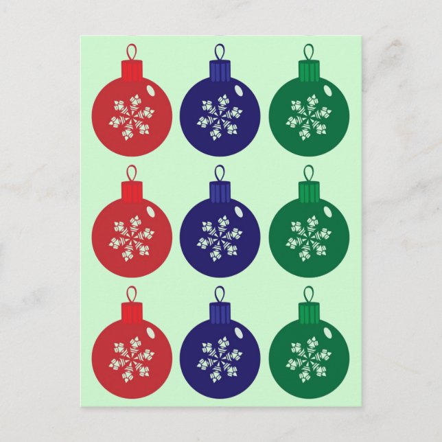 Christmas Baubles Holiday Postcard (Front)