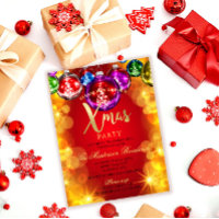Christmas Baubles Holiday Xmas Party Invitation