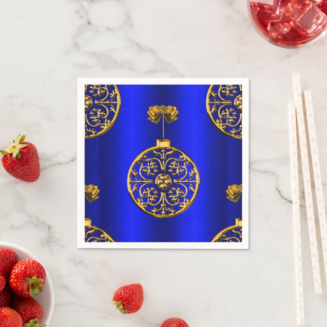 Christmas Baubles on Blue Napkin (Insitu)