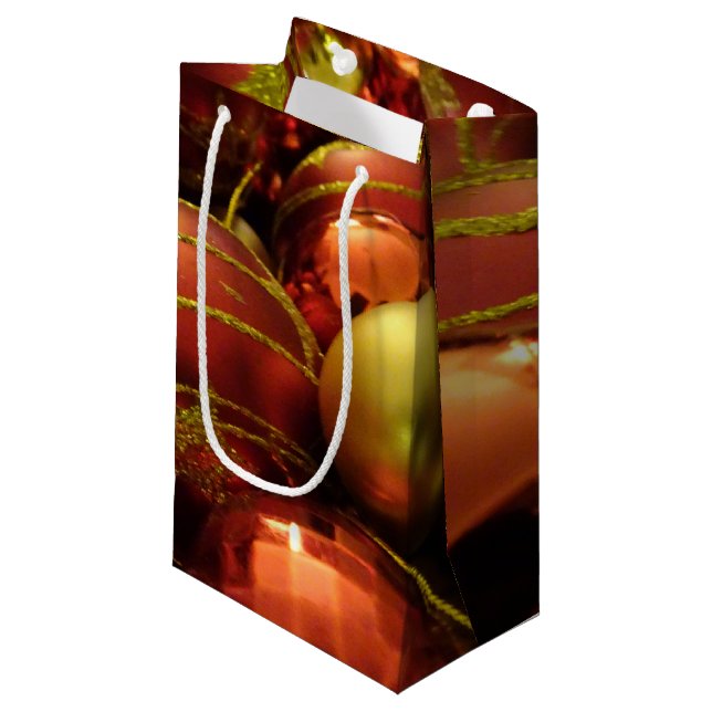 Christmas Baubles Small Gift Bag (Front Angled)