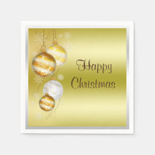 Christmas Baubles & Stars "Happy Christmas" Napkin