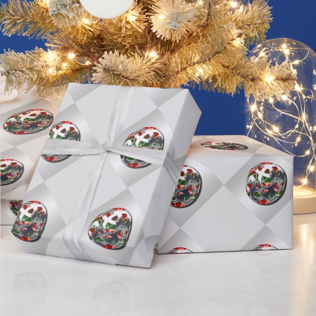 Christmas baubles tree decoration silver red green wrapping paper (Holidays)
