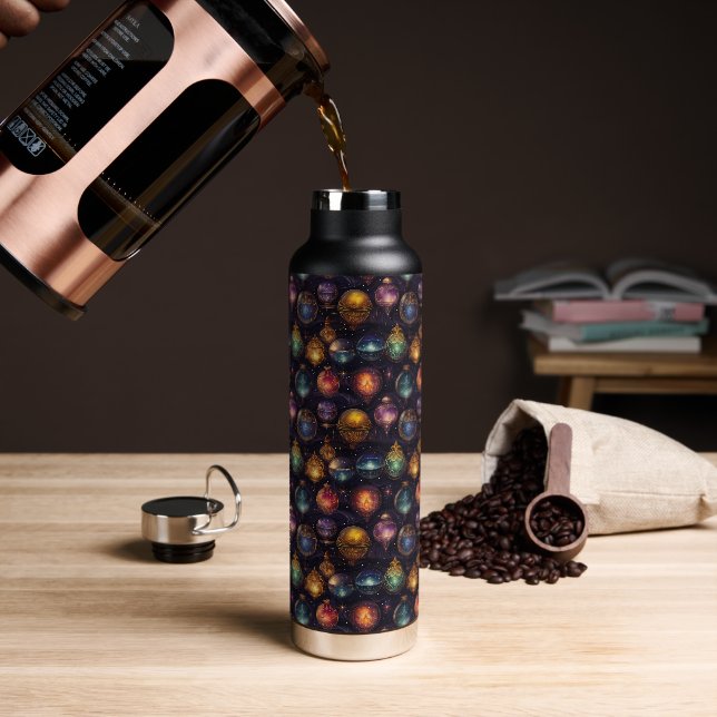 Christmas Baubles Water Bottle (Coffee)