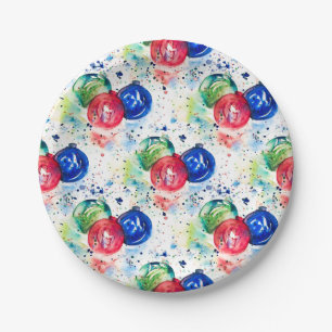 Christmas Baubles Watercolor Ornaments Plates