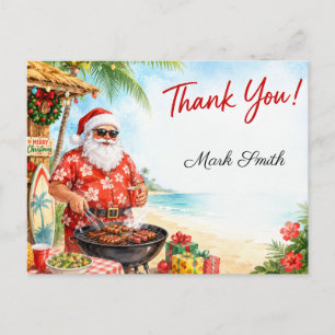 Christmas BBQ Santa Claus Tropical Beach Postcard