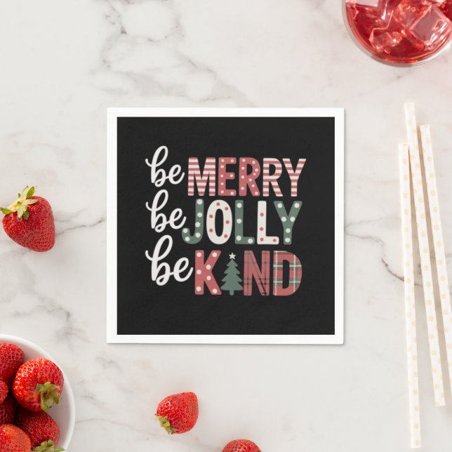 Christmas Be Kind Teacher Merry Xmas Tree Jolly  Napkin (Insitu)