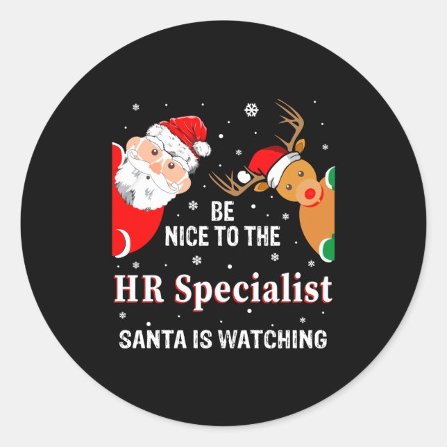 Christmas Be Nice To The Hr Specialist Santa Long  Classic Round Sticker (Front)