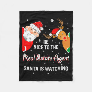 Christmas Be Nice To The Real Estate Agent Santa  Fleece Blanket