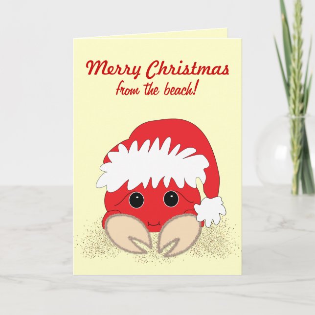 Christmas Beach Crab Customizable Christmas Card (Front)