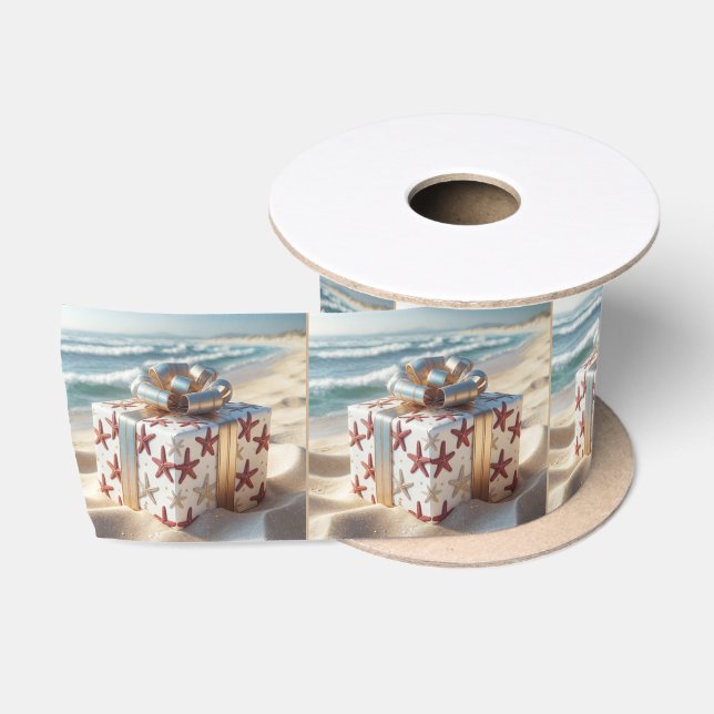 Christmas Beach Gift With Starfish Satin Ribbon (Spool)