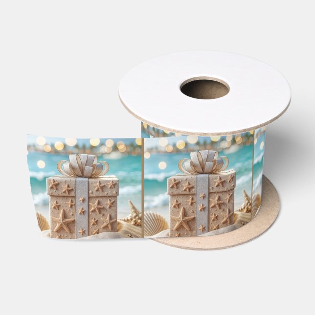 Christmas Beach Gift With Starfish Satin Ribbon (Spool)