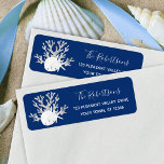 Christmas Beach Navy Sand Dollar Return Address<br><div class="desc">These navy blue Christmas beach return address labels feature silver glitter coral,  sand dollar and starfish.
*If you would like this design on more products or need design help,  please contact me through Zazzle Chat.</div>