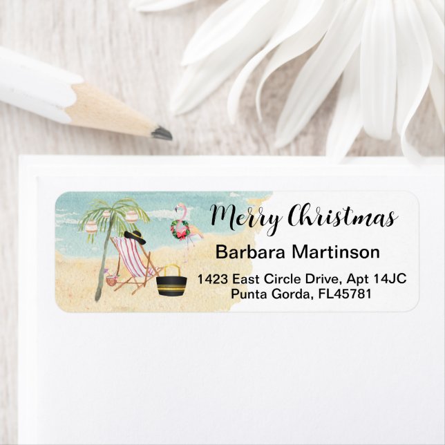 Christmas Beach Ocean Return Address  (Insitu)