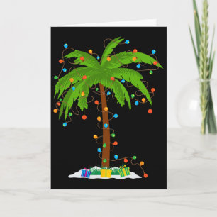 Christmas Beach Palm Tree With Xmas Lights Tropica Card
