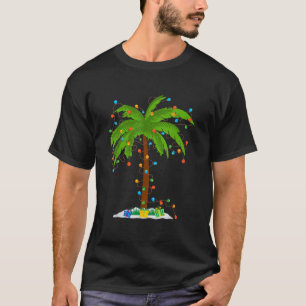 Christmas Beach Palm Tree With Xmas Lights Tropica T-Shirt