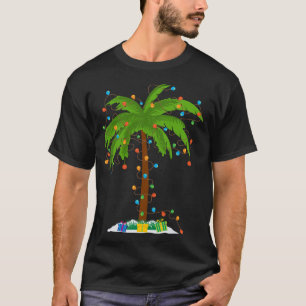 Christmas Beach Palm Tree With Xmas Lights Tropica T-Shirt