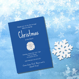 Christmas Beach Party Sand Dollar Tropical Blue Invitation