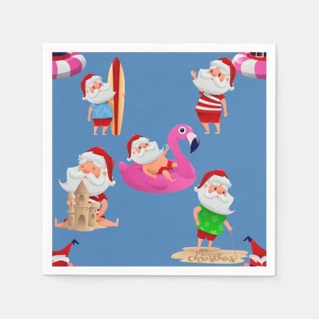 christmas beach santa claus vacation napkin (Front)