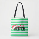 Christmas Beach Santa's Helper Green Monogram Tote