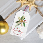 Christmas Beach Starfish Seas N Greetings  Gift Tags<br><div class="desc">These delightful tropical beach “Seas n’ Greetings” gift tags are perfect to add the finishing coastal touch to your holiday gifts,  and feature a watercolor starfish decorated with holly leaves,  berries,  and pine sprigs,  and trendy modern handwriting script.</div>