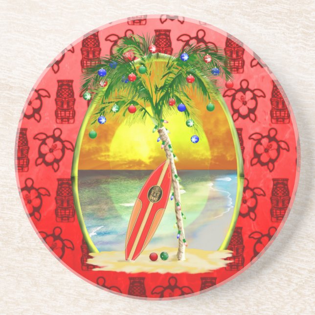 Christmas Beach Sunset Coaster (Front)