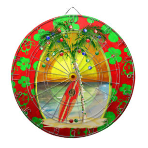 Christmas Beach Sunset Dartboard
