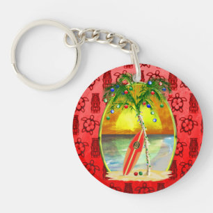 Christmas Beach Sunset Keychain