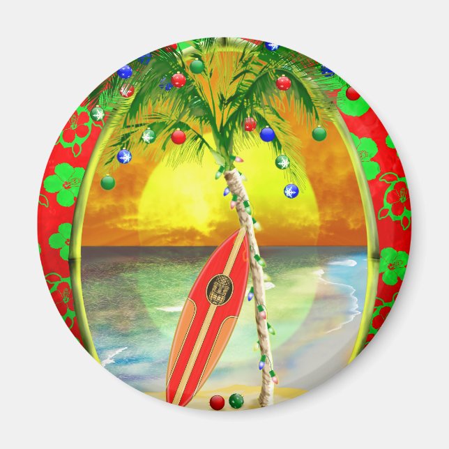 Christmas Beach Sunset Magnet (Front)