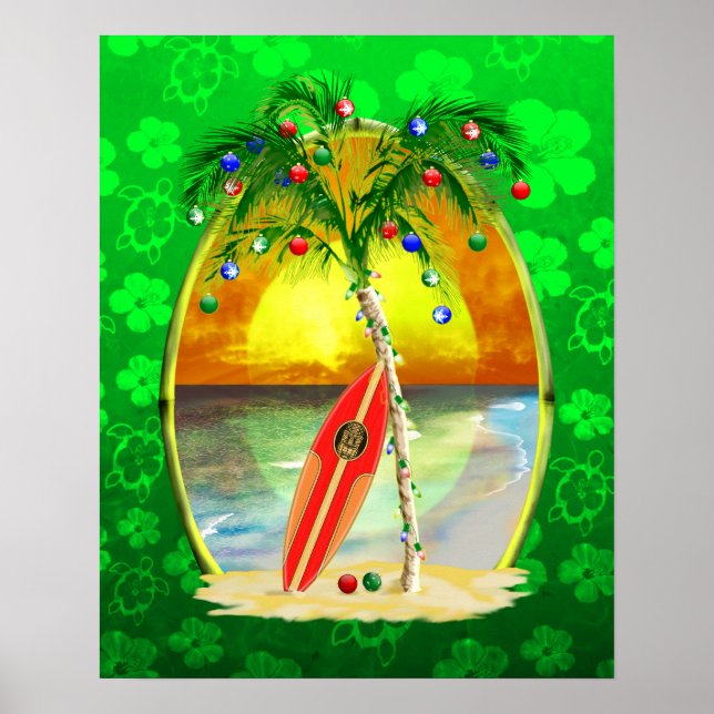 Christmas Beach Sunset Poster (Front)