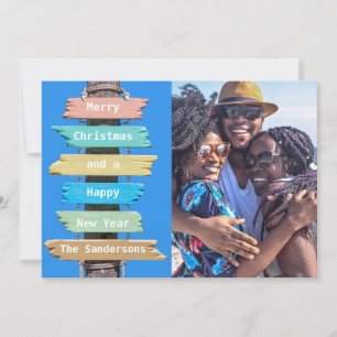 Christmas Beach Theme Sign Photo Card