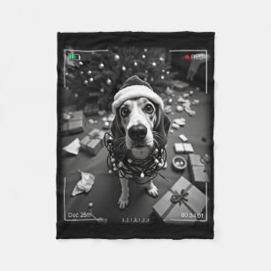 Christmas Beagle Caught On Camera Fleece Blanket