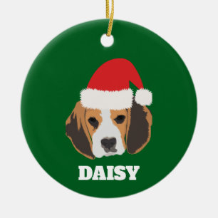 Christmas Beagle Ceramic Ornament