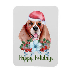 Christmas Beagle Customizable Holiday Magnet
